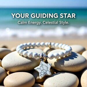 Natural Howlite Star Stretch Bracelet! Minimalist Dreamer! Average - Large Wrist